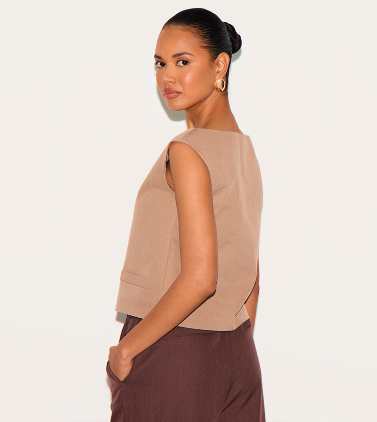 Solid Boxy Woven Long Top