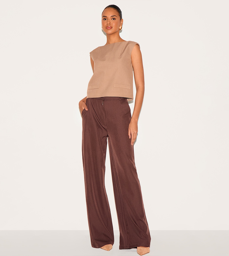 Solid Boxy Woven Long Top
