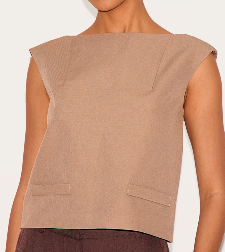 Solid Boxy Woven Long Top