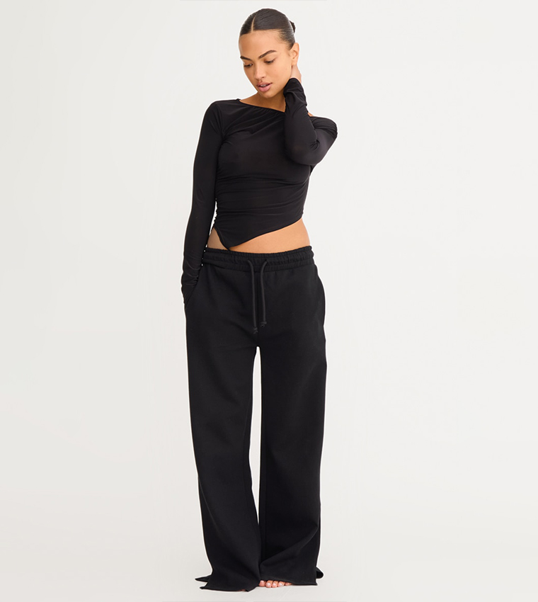 Soft Touch Asymmetric Ruched Long Sleeves Top