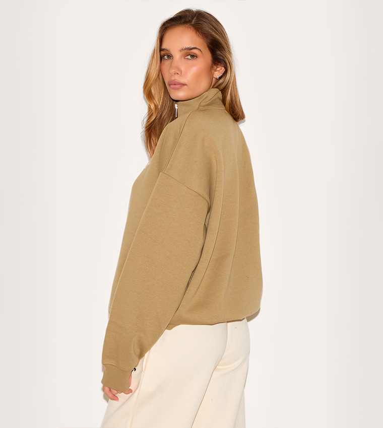 Printed Zipper Neck Sweatshirt