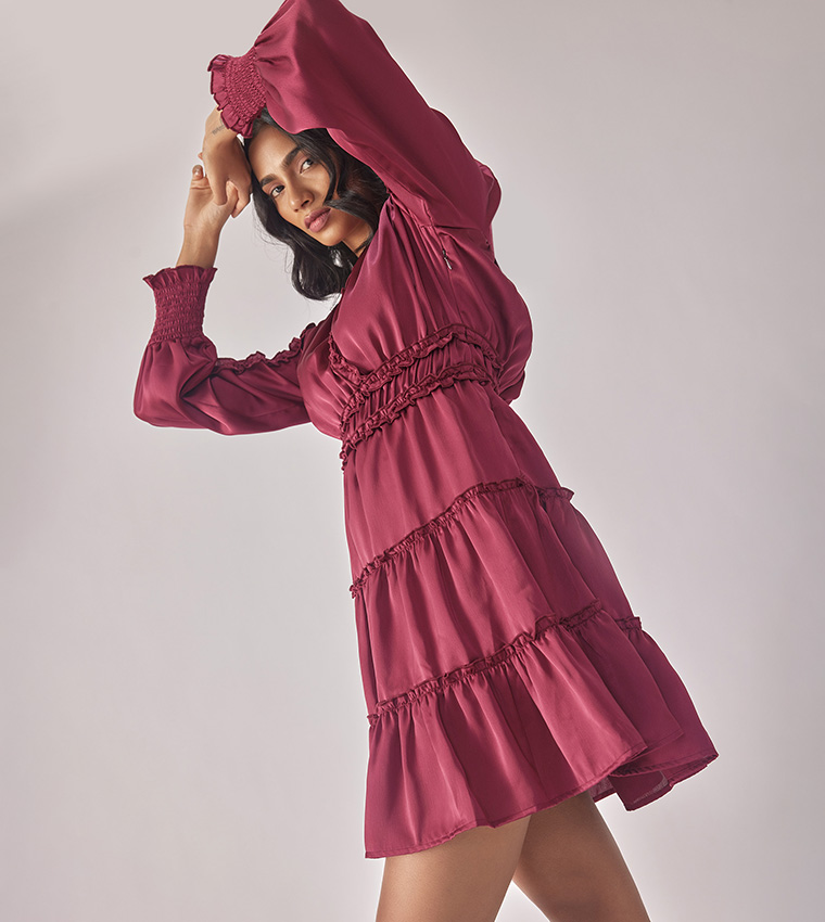 Solid Stain Tiered Dress