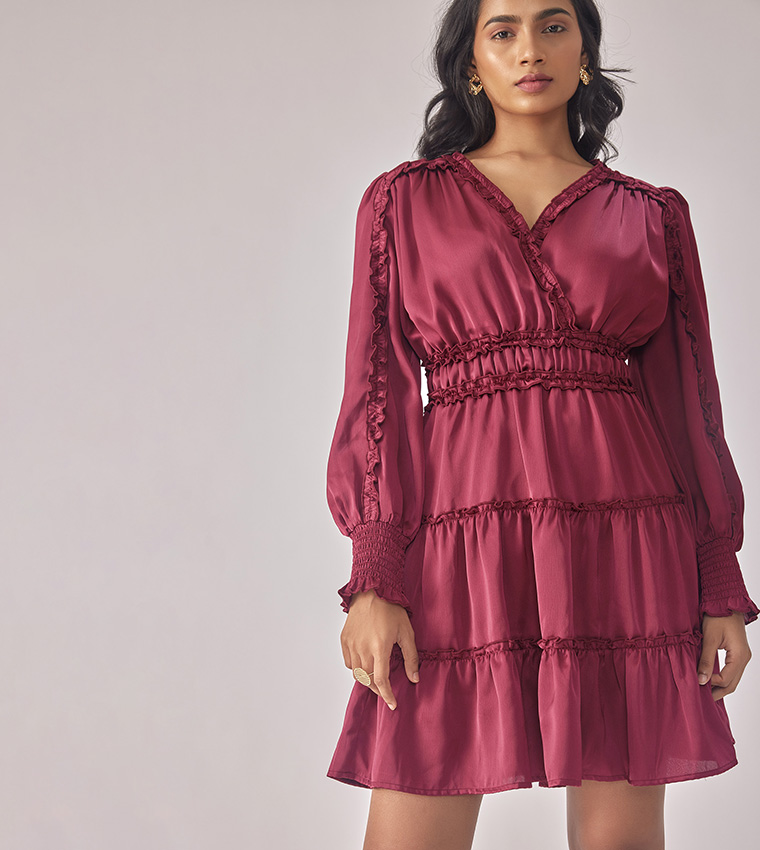 Solid Stain Tiered Dress