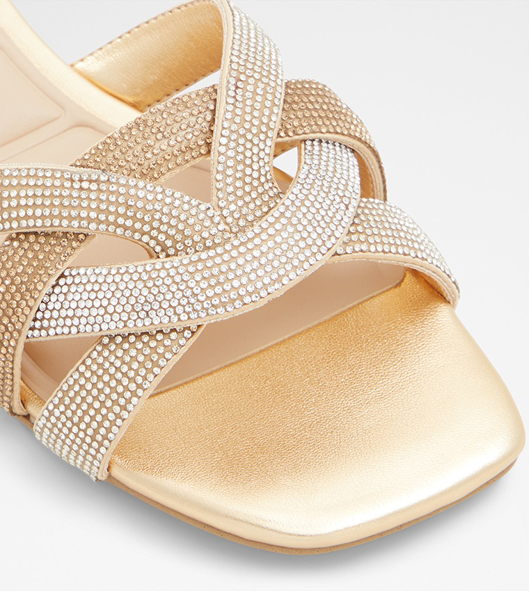 Aldo gold flat sandals best sale