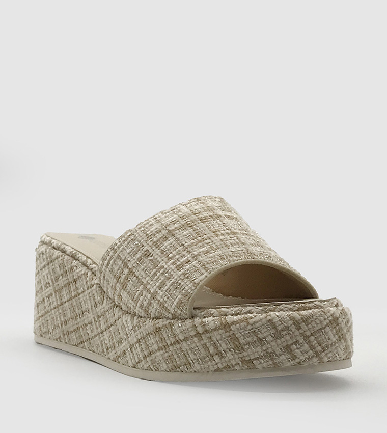 Tweed Wedge Sandals