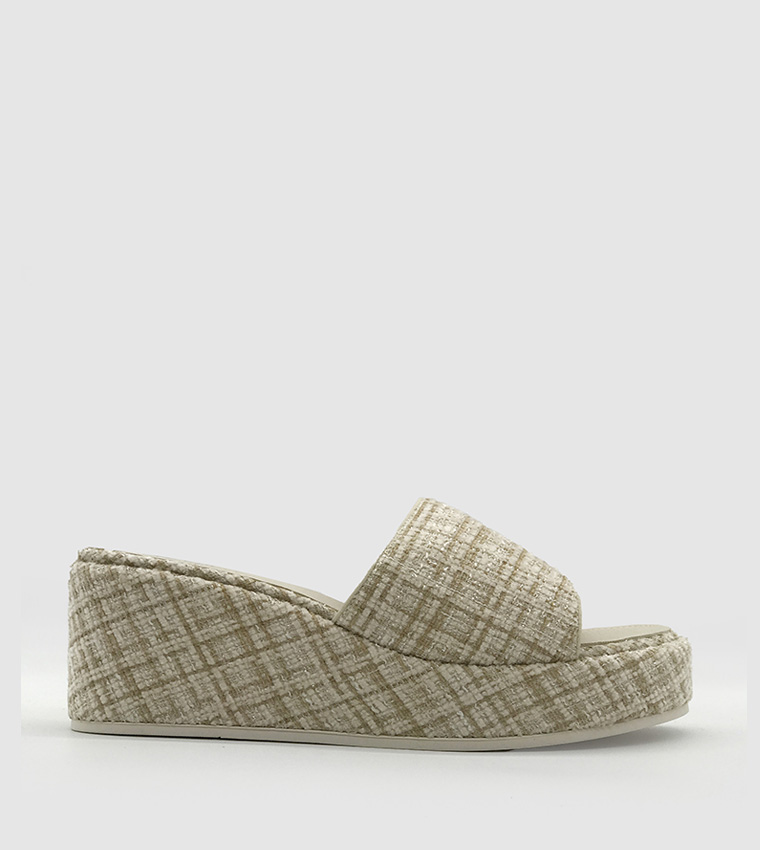 Tweed Wedge Sandals