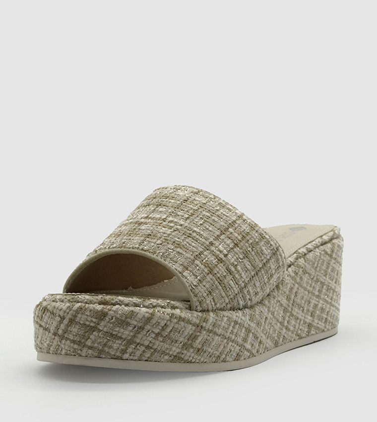 Tweed Wedge Sandals