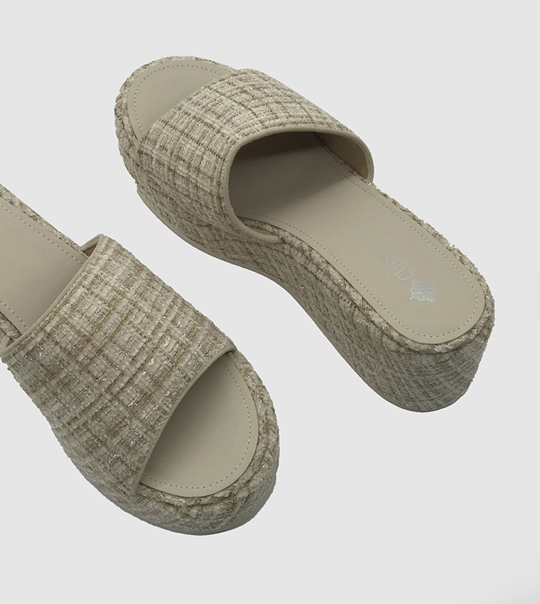Tweed Wedge Sandals