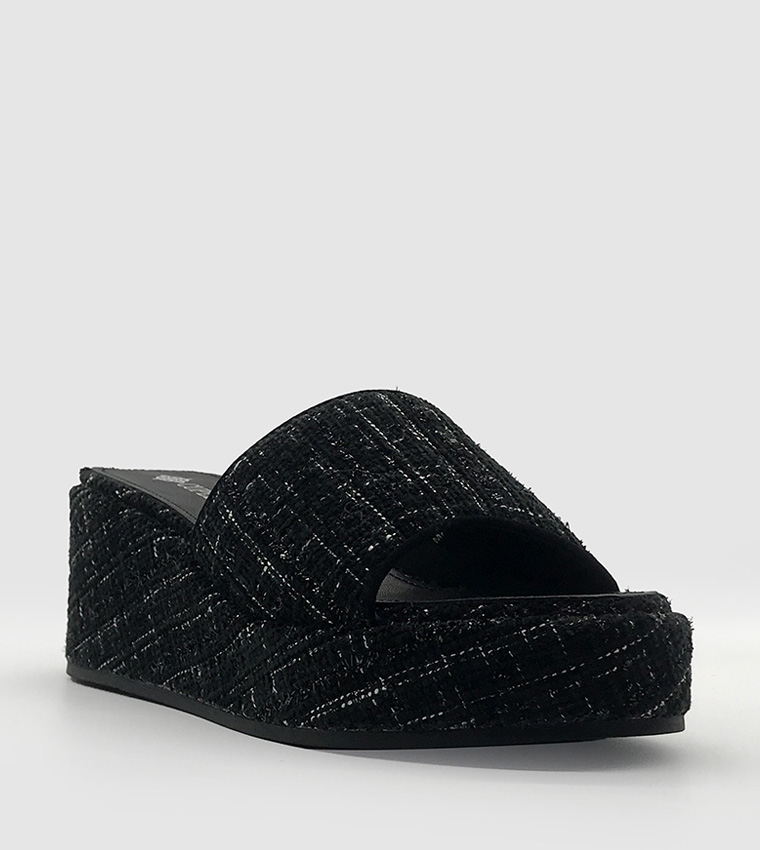 Tweed Wedge Sandals