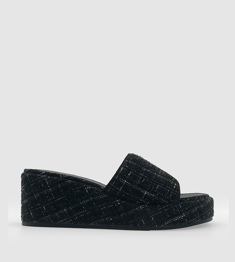 Tweed Wedge Sandals