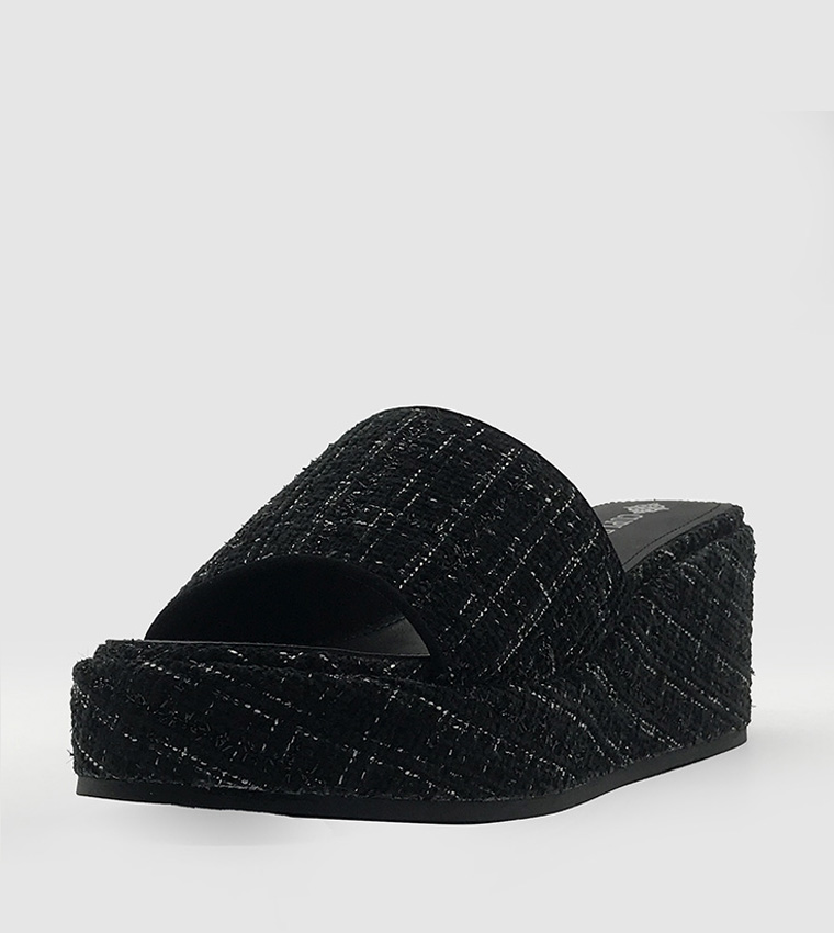 Tweed Wedge Sandals