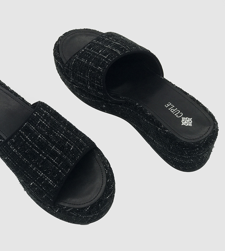 Tweed Wedge Sandals