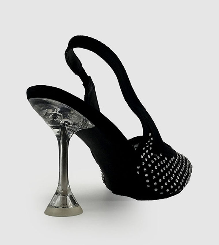 Embellished Slingback Mesh Pumps