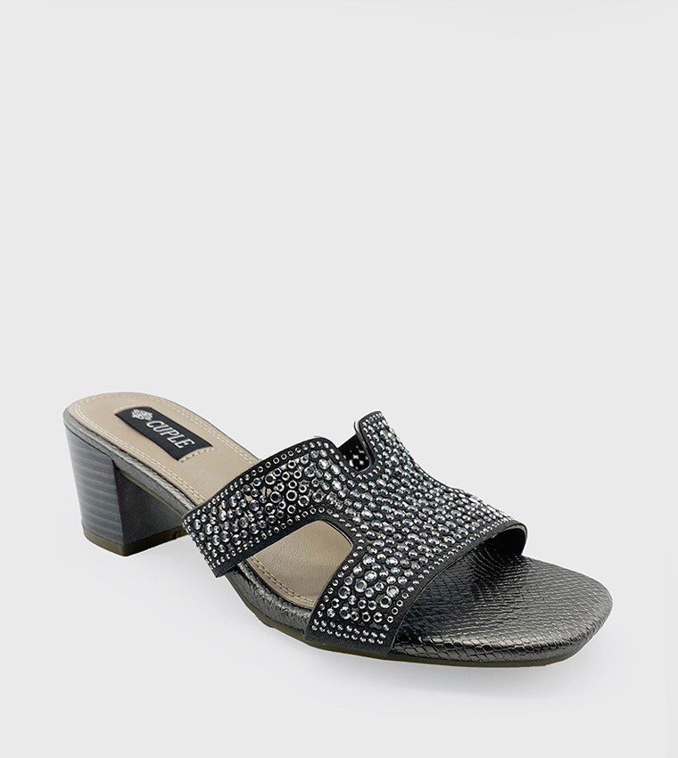Embellished Block Heel Sandals