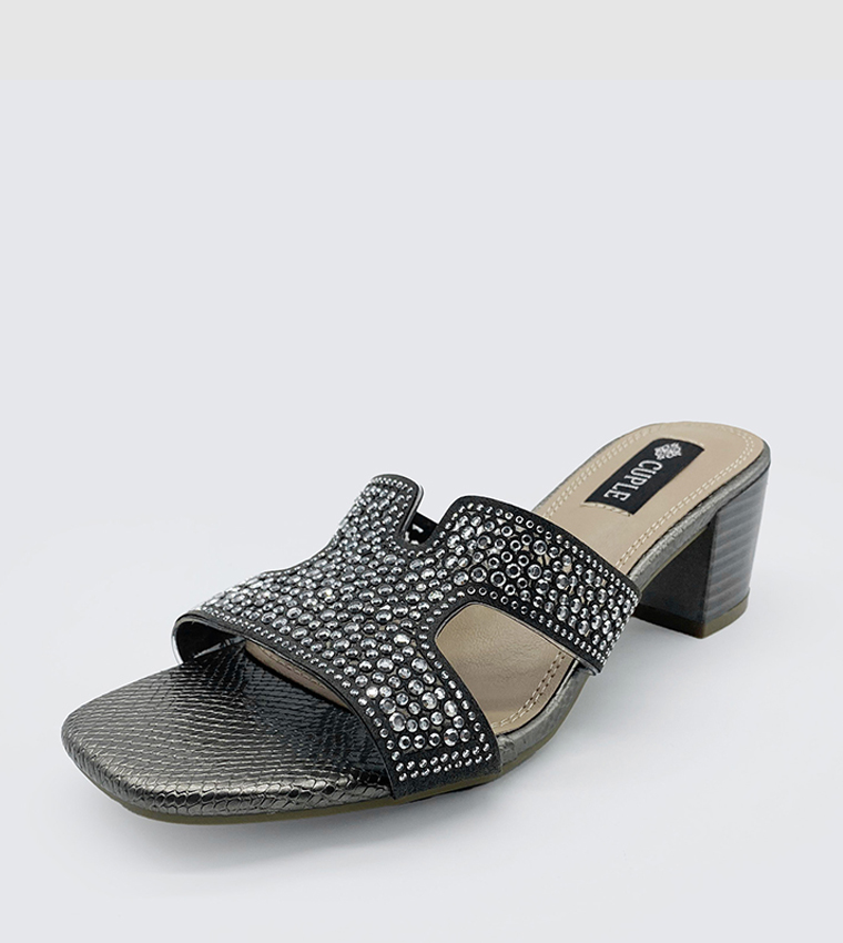 Embellished Block Heel Sandals