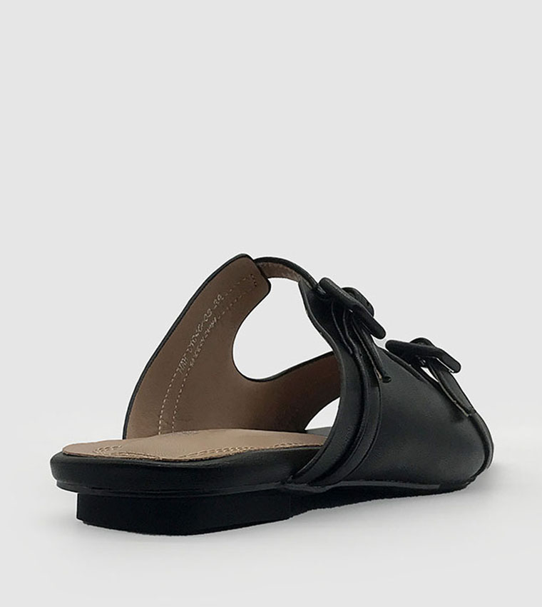 Buckle Detail Double Strap Flat Sandals
