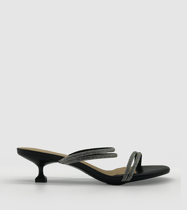 Embellished Strappy Kitten Heel Sandals