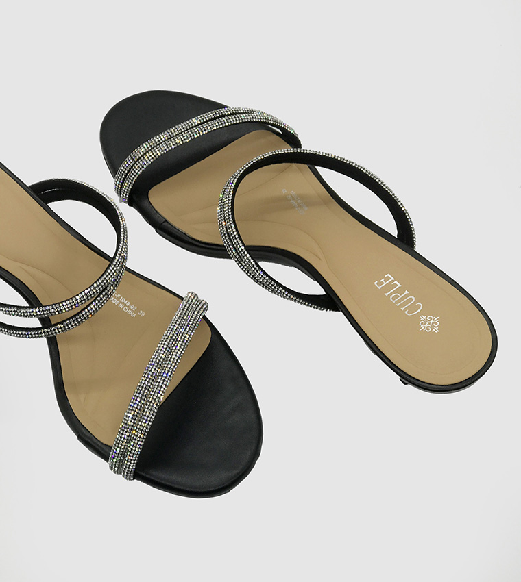 Embellished Strappy Kitten Heel Sandals