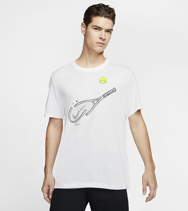 M Nkct Tee Dfct Racquet Gfx-White