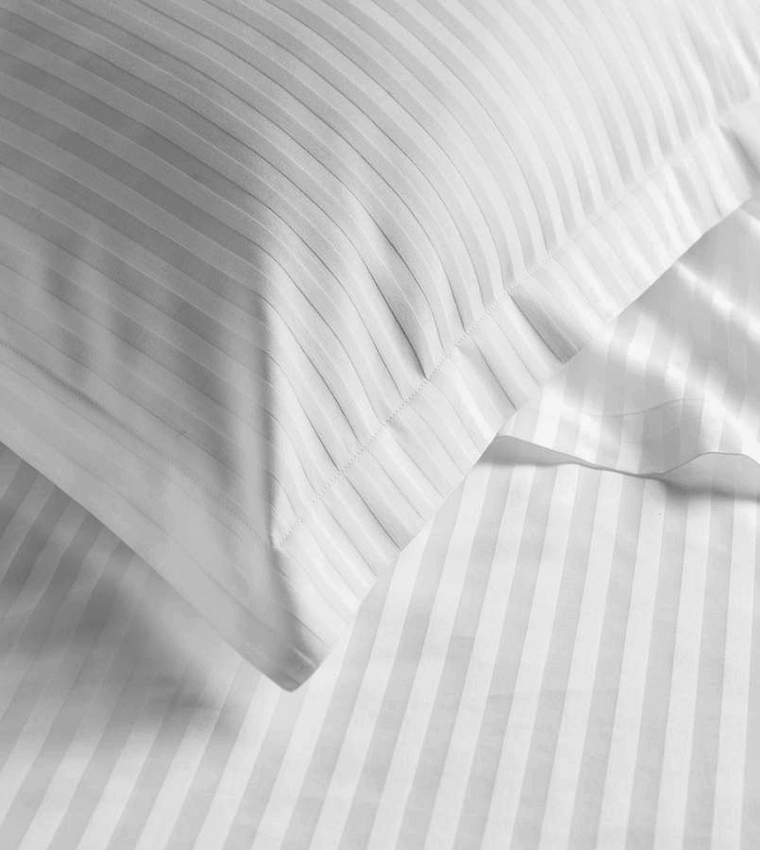 Buy Cotton Home 6 Piece Striped Queen Duvet Cover Set, White, 220x240cm