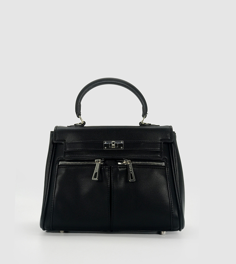 Textured Flap Satchel Bag