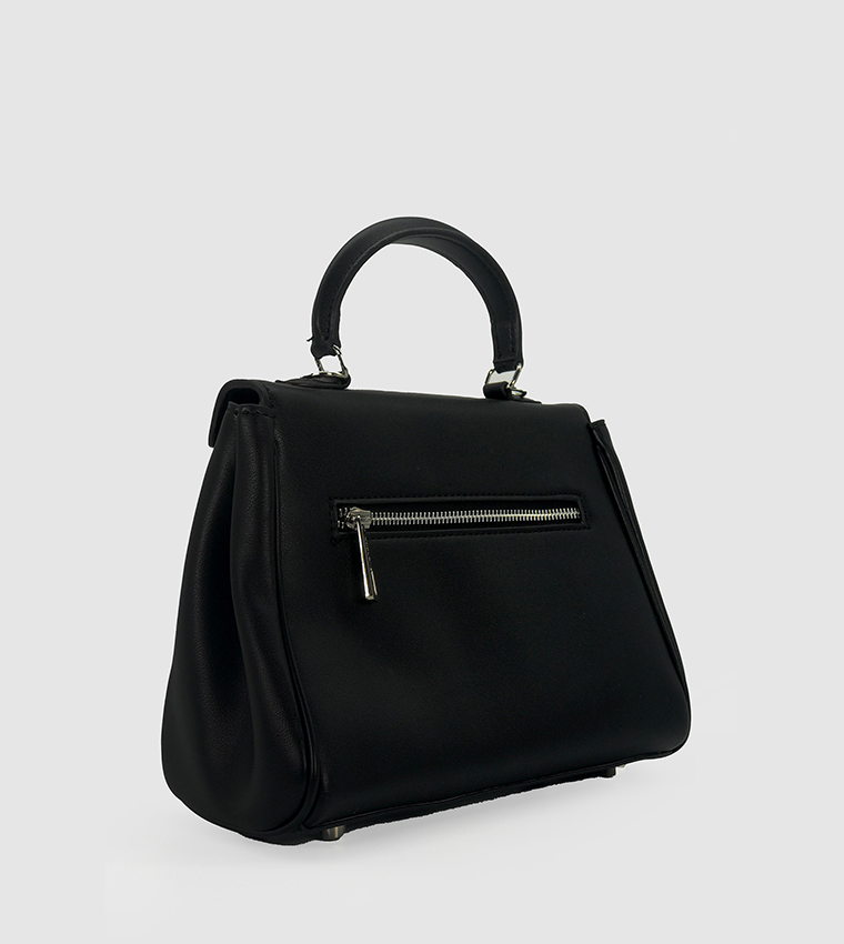 Textured Flap Satchel Bag
