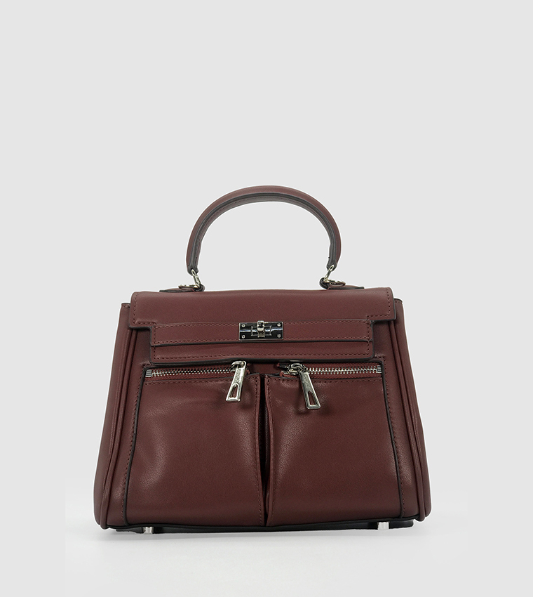 Textured Flap Satchel Bag