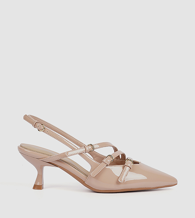 Buckle Detail Slingback Pumps