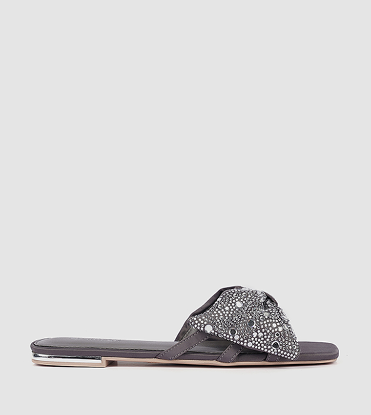 Embellished Bow Strap Flat Sandals