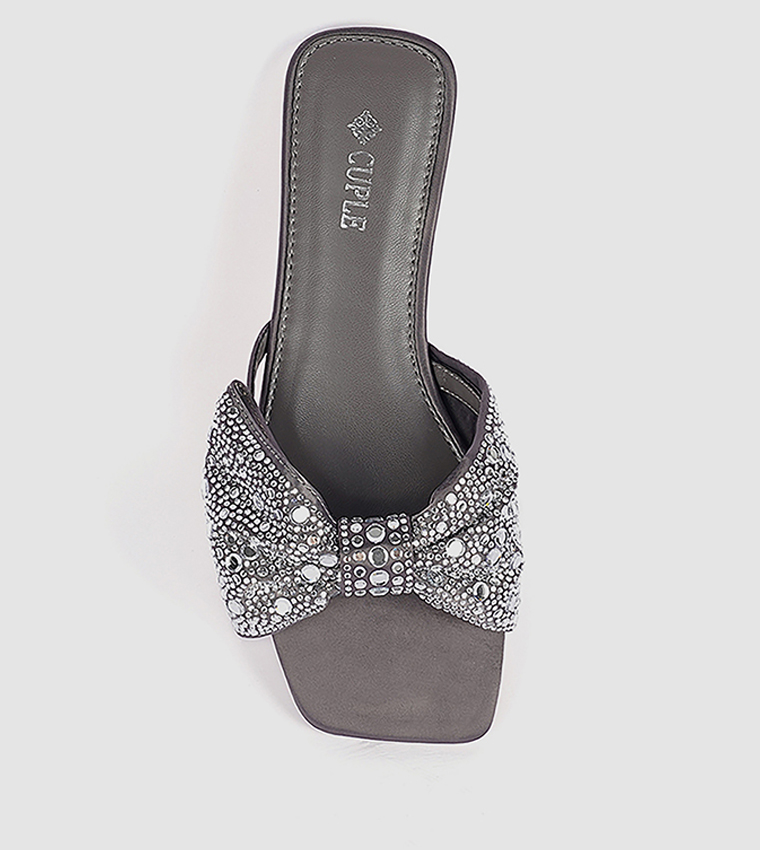 Embellished Bow Strap Flat Sandals