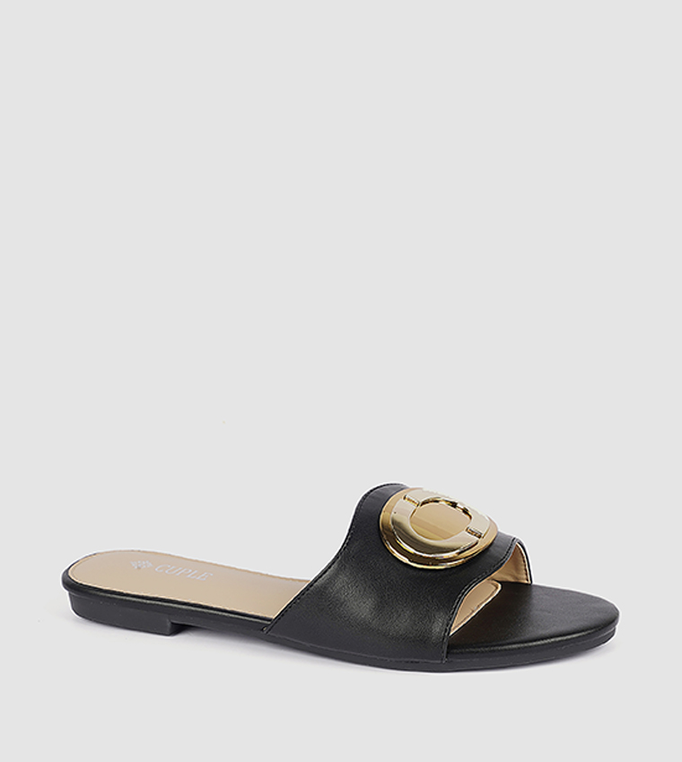 Metal Detail Flat Sandals
