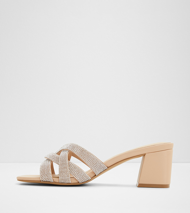 CURTSY Embellished Block Heel Sandals