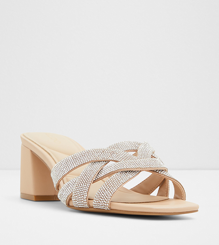 CURTSY Embellished Block Heel Sandals