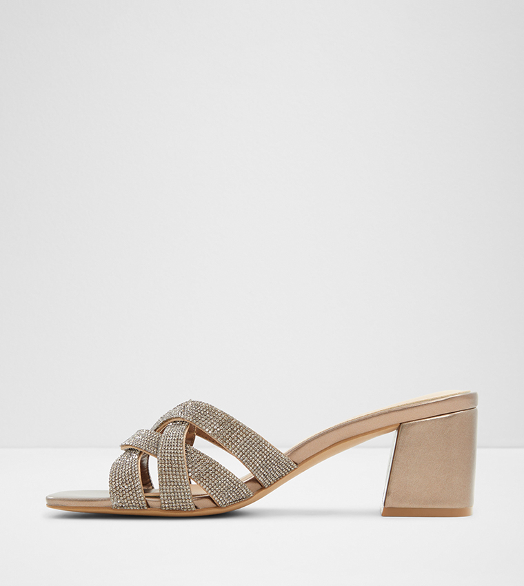 CURTSY Embellished Block Heel Sandals
