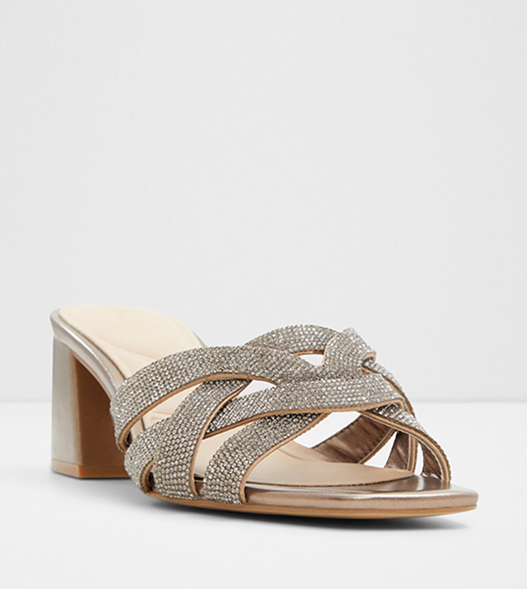 CURTSY Embellished Block Heel Sandals