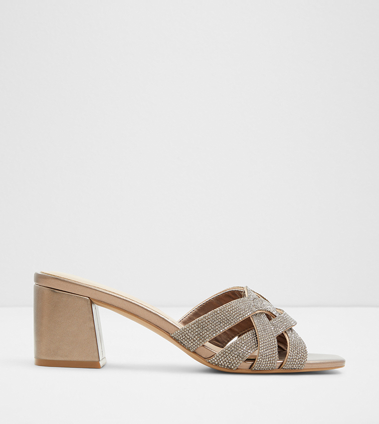 CURTSY Embellished Block Heel Sandals