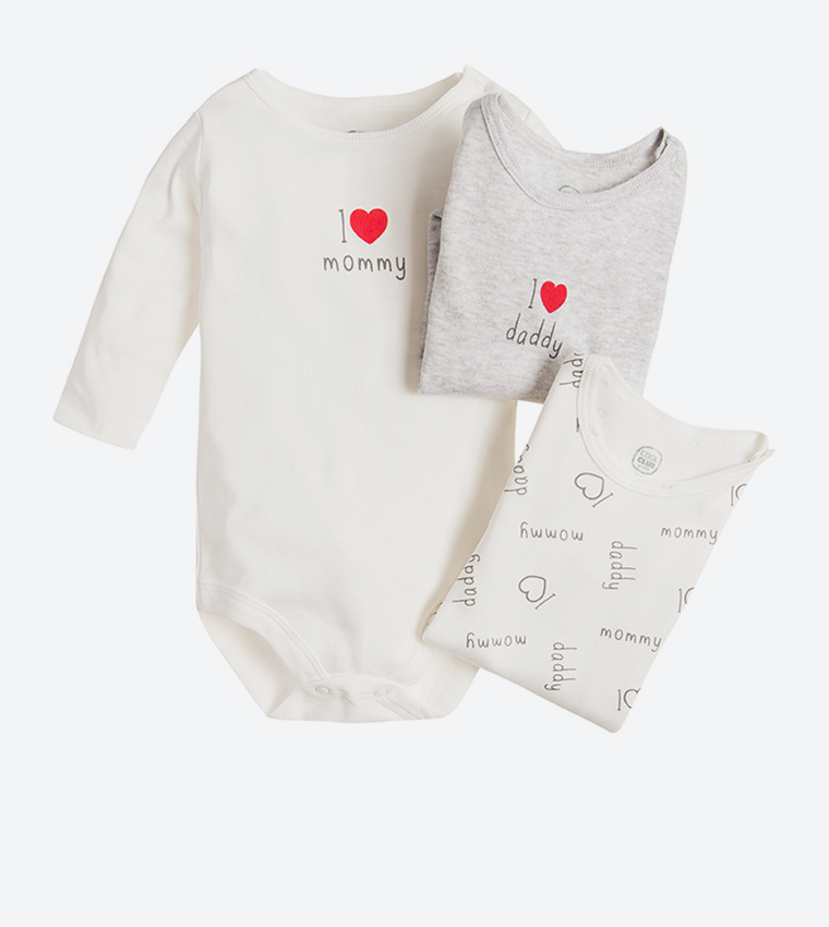 Buy R&B Kids I Love Mommy And Daddy Printed Long Sleeve Bodysuits