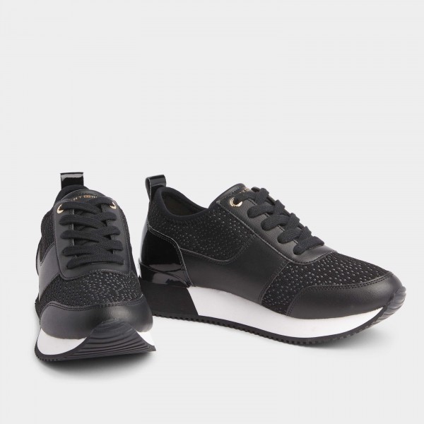 womens black knitted trainers