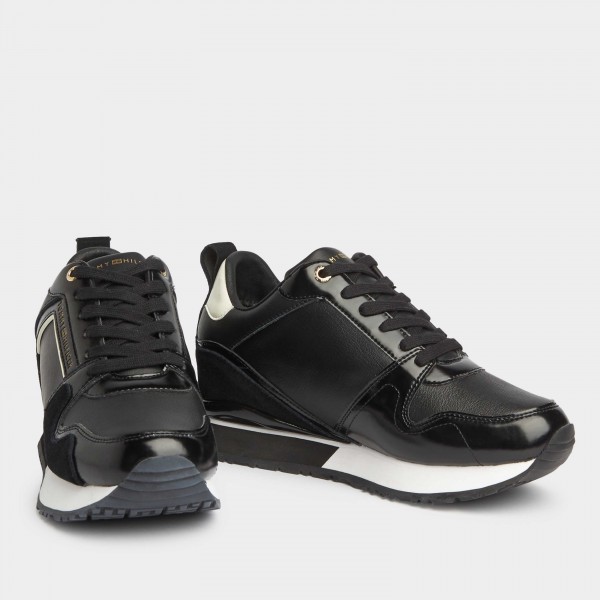 tommy hilfiger black leather trainers