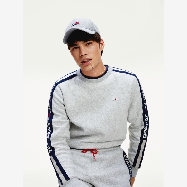 tommy hilfiger taped sweatshirt grey