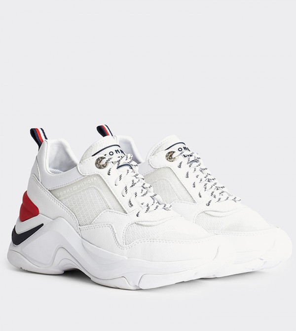 white wedge trainers