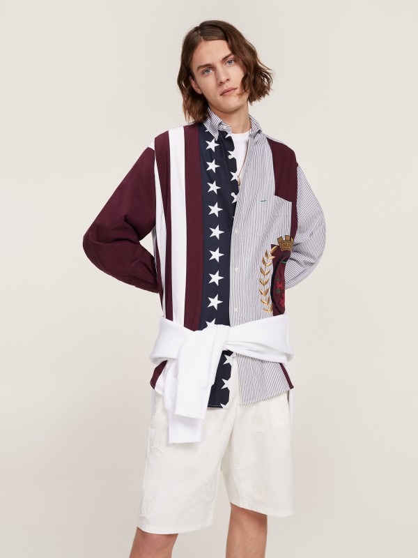 Buy Dark Navy Bright White Multi Crest Embroidery Shirt For Men Online Tommy Hilfiger Saudi
