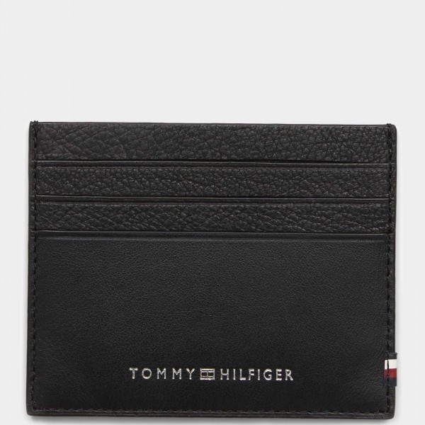 Buy Black Contrast Panel Leather Card Holder For Men Online Tommy Hilfiger Saudi