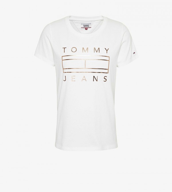 tommy jeans metallic logo t shirt