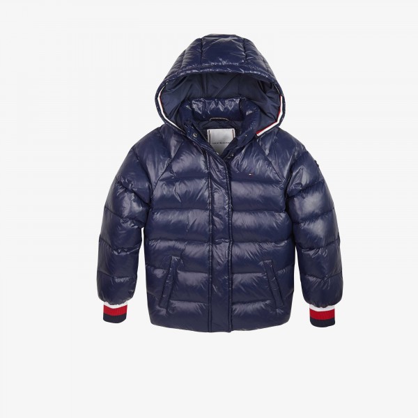 tommy hilfiger sport flag hooded puffer jacket