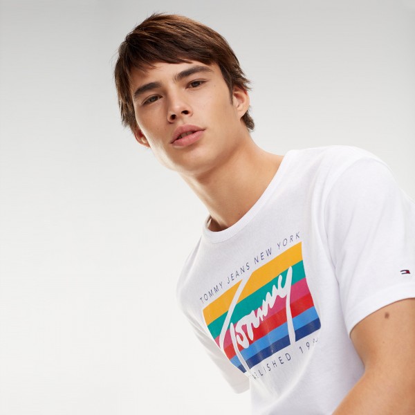 tommy jeans rainbow embroidered crew neck sweatshirt