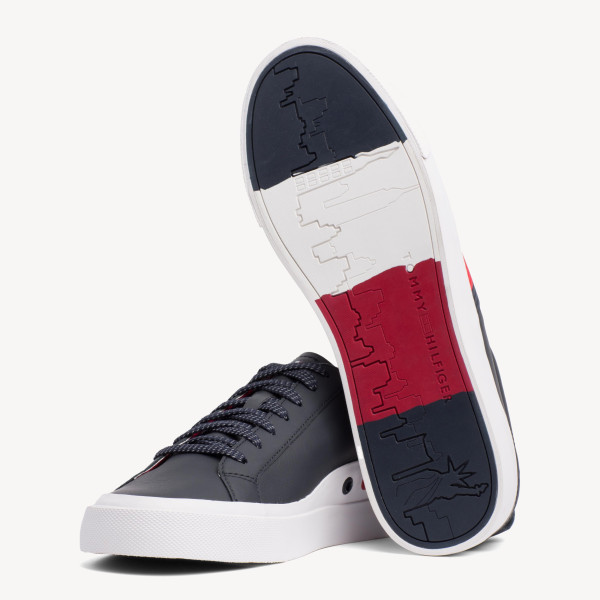 tommy hilfiger black & red flag detail sneaker trainers