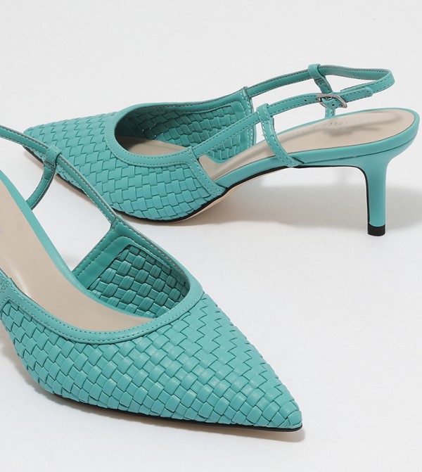Charles & Keith Woven Essentials - Green Heeled Sandals