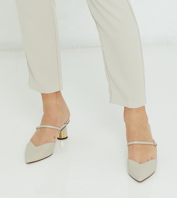 Charles & Keith Fashion Heels - White Block Heels
