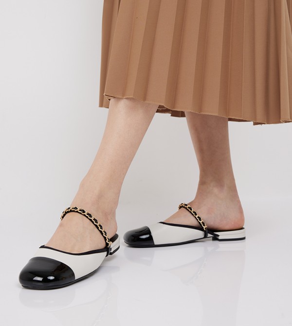 Charles & Keith  Slip-Ons - White Mules